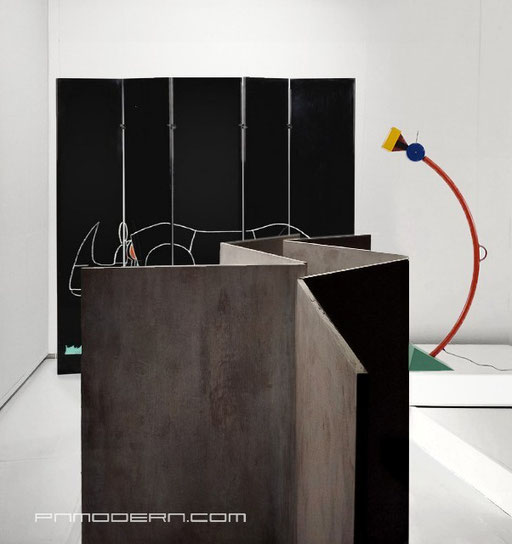Xavier Lalanne "Rhino" Paravent / Room Devider / Screen for Gavina, 1970 / Ettore Sottsass Memphis Milano "Treetops" Floor Lamp, 1981. PN.Modern