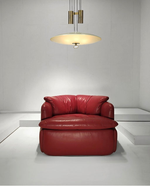 Max Ingrand Pendant Lamp for Fontana Arte, Italy, 1950s / Alberto Rosselli "Confidential" Lounge Chair Sofa for Saporiti Italia, 1972 - PN.Modern pnmodern