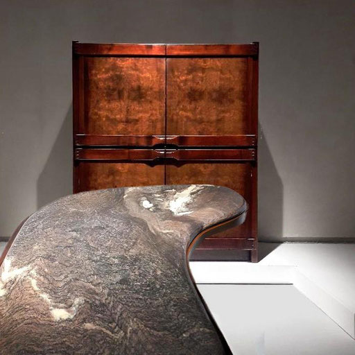 italian Brutalist Marble Table, 1970s / Franz Xaver Sproll Cabinetmaker Storage, Commode, Switzerland, 1950s