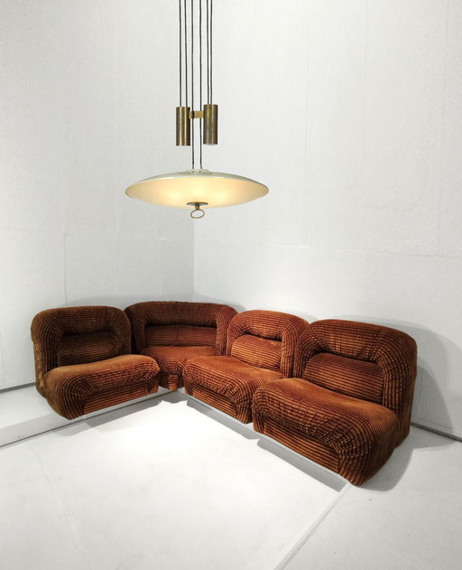Lev & Lev Modular Sofa, Italy, c:1970 / Max Ingrand Fontana arte Pendant Light, Italy, 1950s - PN.Modern pnmodern