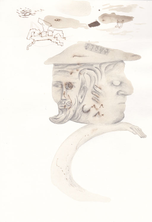 You Stayed, 2024, Wasserfarbe und Bleistift auf Papier, 29 x 20 cm