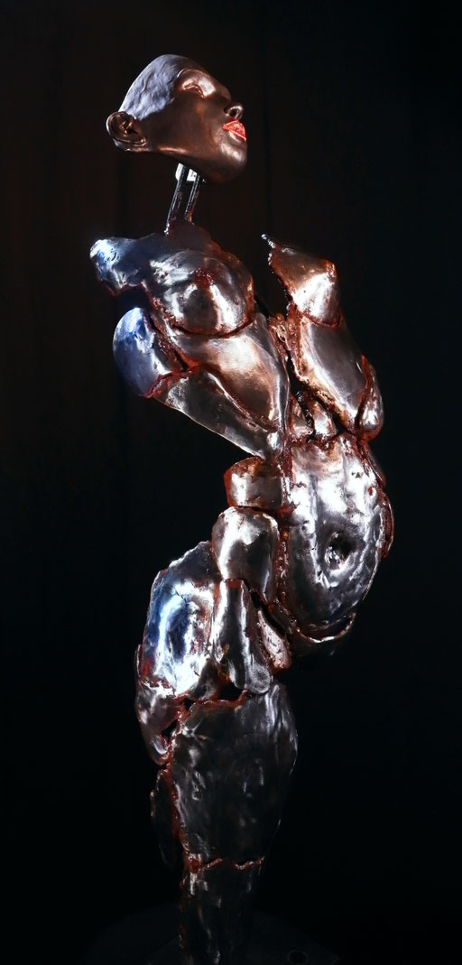 VENDU,Inflexible, acier Corten et céramique, 72'' x 15'' X 15'', 