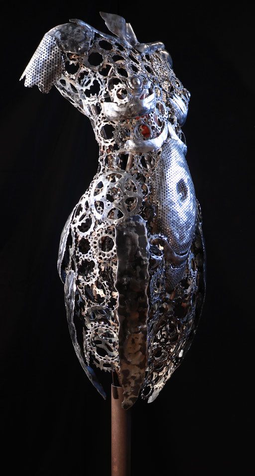 VENDU,Âme Coeur, 77 x 18 x 15, Engrenage de vélo, acier Corten et céramique pour le coeur 