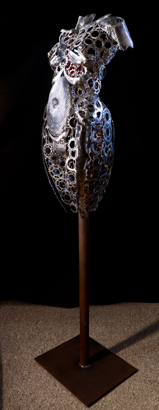 VENDU,Âme Coeur, 77 x 18 x 15, Engrenage de vélo, acier Corten et céramique pour le coeur, 