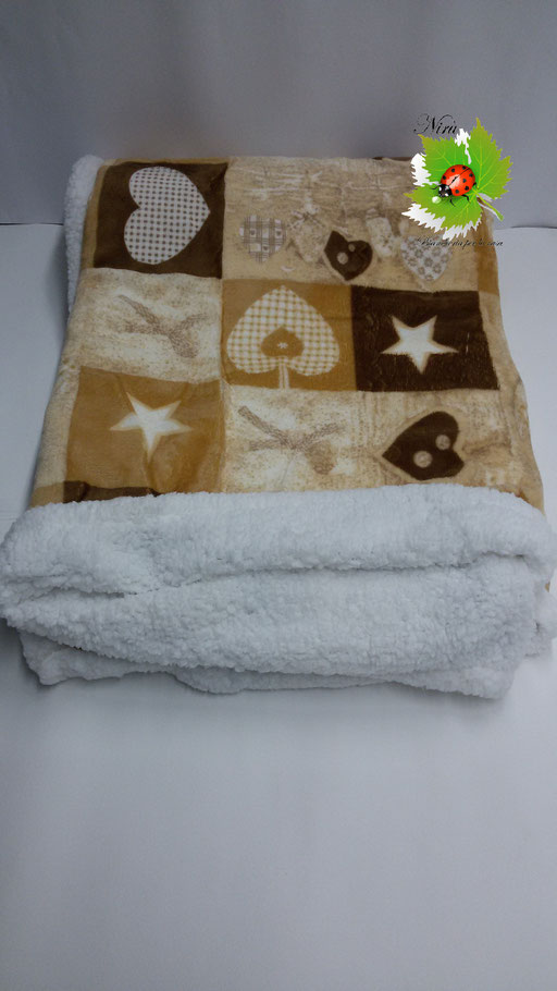 Plaid in pile agnellato caldissimo stamapti matrimoniale 200x210 cm. Col.Beige N06