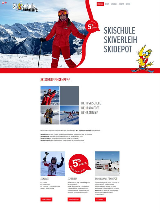 Design Startseite Skischule Finkenberg