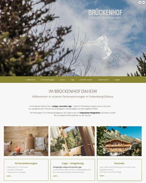 Design Startseite Brückenhof Apartments Finkenberg