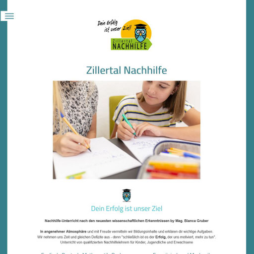 Design Startseite Zillertal Nachhilfe