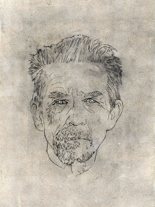 JOHN HURT - graphite, gesso, acrylique, pastel et pigment sur papier - 27 x 40 cm