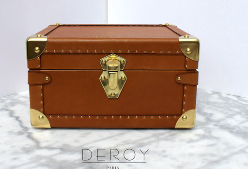 Box case luxury home made leather brass 