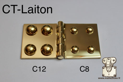 CT-M solid brass hinge for trunks and wardrobe trunks.