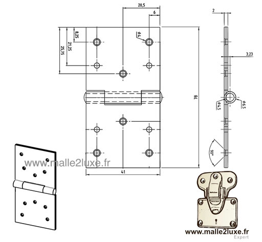 CT-M recessed steel hinge for premium trunk manufacturing.