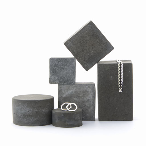 Dark Geometric Concrete Still, Jewellery Photo Prop Set of 6 No32 by PASiNGA