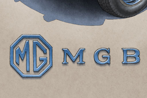 Le lettrage MGB et le logo MG est dessiné comme celui appliqué sur l'arrière de l'auto