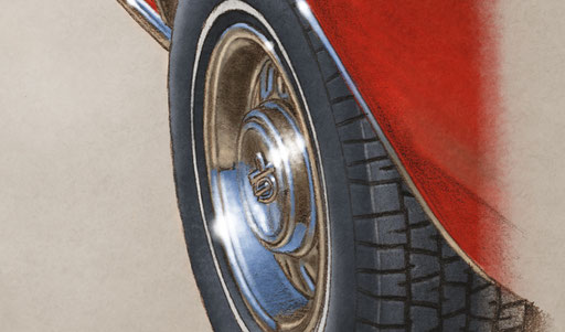 La roue arrière est très détaillé, même les crampons du pneu ont été dessiné