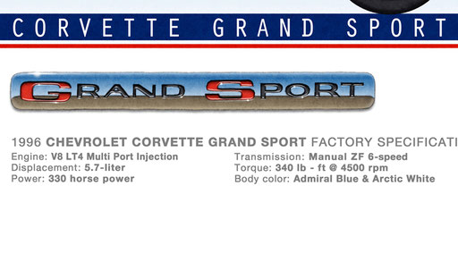 Les spécifications et l'emblème de la Corvette Grand Sport apparaisse sur l'édition limité du portrait dessiné