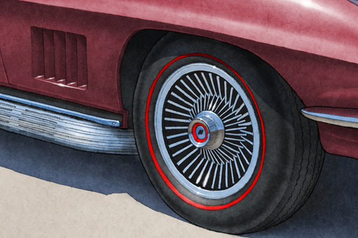 Les pneus à flancs rouges sont ceux offerts par défaut. Il est possible de changer la couleur de la ligne ou de ne pas en avoir
