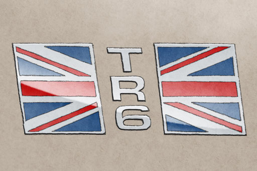 The TR6 US market lettering and British flag add authenticity to the drawing that will please owners of this car