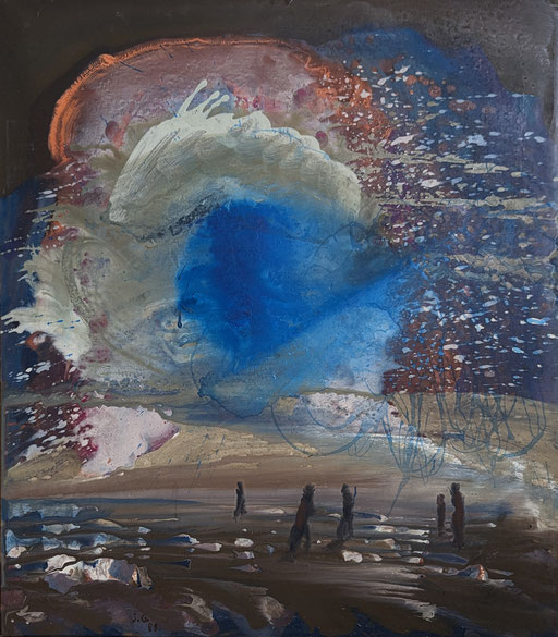 317, 1988, Pulsating Landscape, 75x70, Acryl-Leinwand