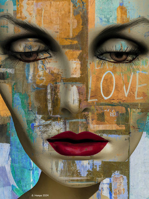 The abstract face with LOVE