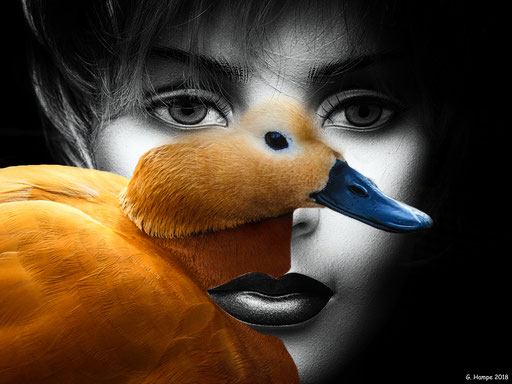 The woman with the orange duck