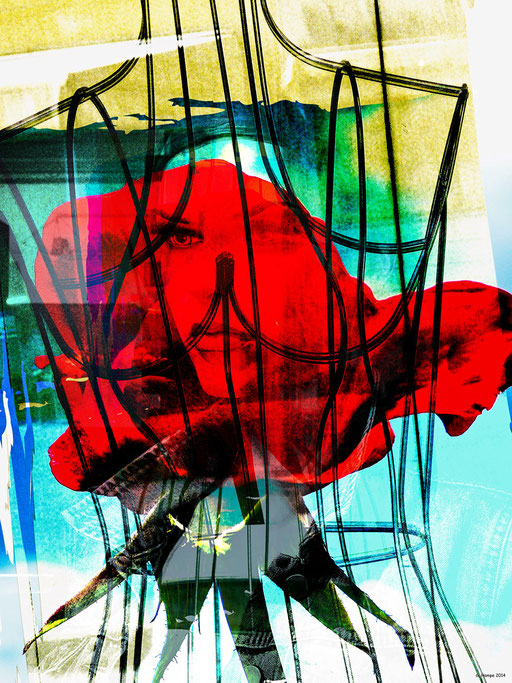 Face and captured rose