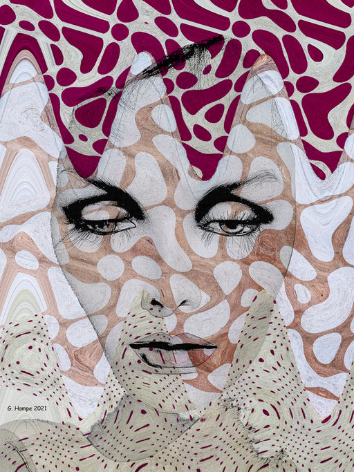The face with the digital waves