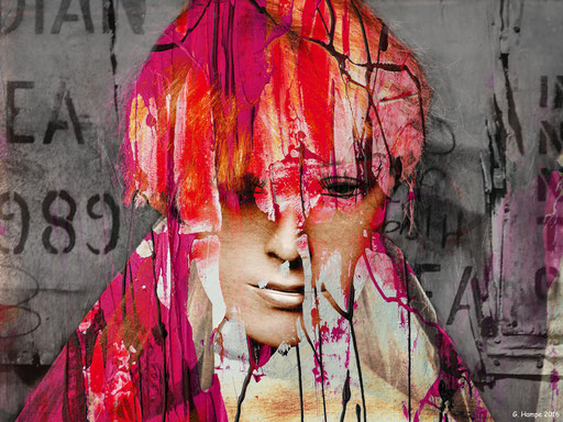 The woman behind the acrylic painting