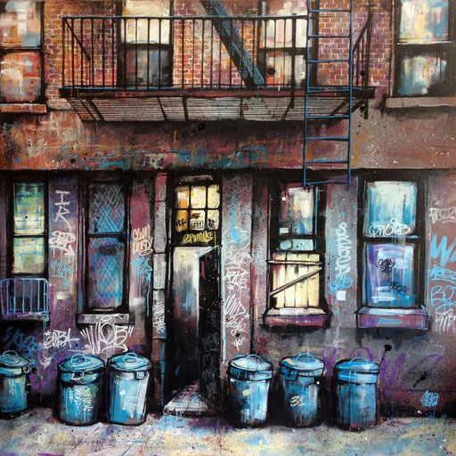 artiste peintre savoie chambéry portrait paysage urbain scènes urbaines art contemporain urbain techniques mixtes flexible achat œuvre sur commande original ville new-york city painting street facade newyork scene urbaine contemporary art