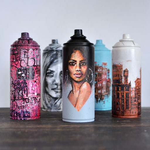 Custom Spray cans graffiti cans bombe de peinture personnalisée customisée customisation bombe aérosol graffiti graff tag objet design hip-hop déco urbaine street art décoration achat art urbain graff idée cadeau originale streetart graffmatt