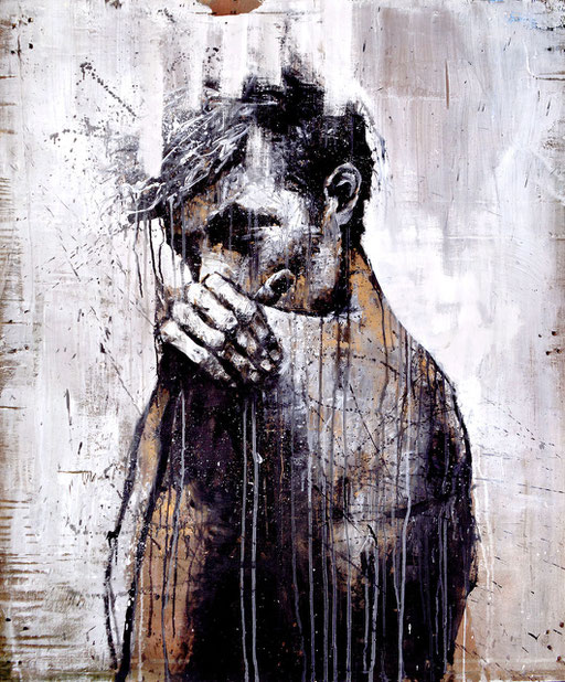<alt="artiste peintre savoie chambéry portrait homme art sur bois palette récupération artiste contemporain urbain techniques mixtes flexible achat œuvre sur commande original contemporary art">