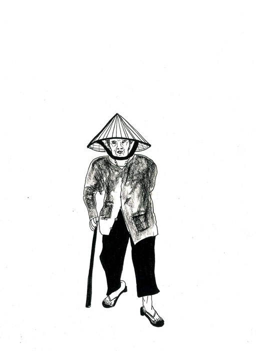bà cụ già | hải bình, vietnam, 2017 | charcoal, pencil 