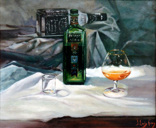 Bodegon Whisky-óleo sobre tela,medidas 46x38,pvp-200-E