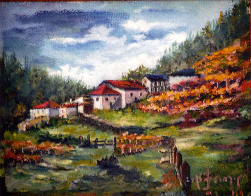 Otoño en los viñedos de Os Peares-Orense,óleo sobre lienzo,medidas,35x27,pvp:150-E