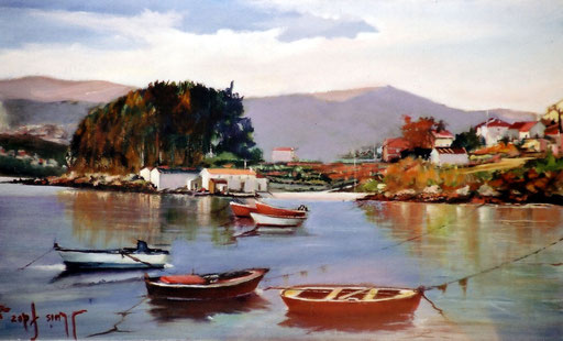 Puerto de Lourido-Pontevedra,óleo sobre lienzo,medidas:46x27,pvp:400-E