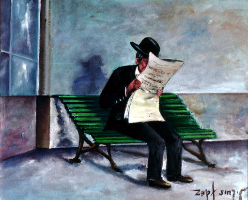 D,Gambito lendo o xornal,óleo sobre tela,medidas 41x33,pvp:290-E