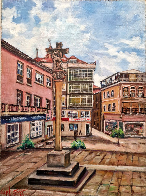 Plaza da España-Monforte de Lemos,óleo sobre tablilla-lienzo-Medidas-44x33-P.V.P-200-E