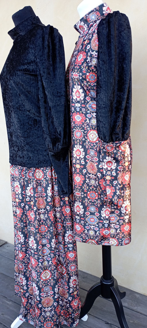 Robe courte et jupe et tee-shirt en velours