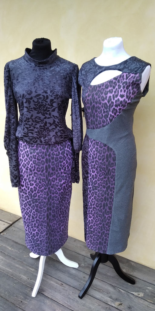 Robe longue, jupe longue et haut en velours