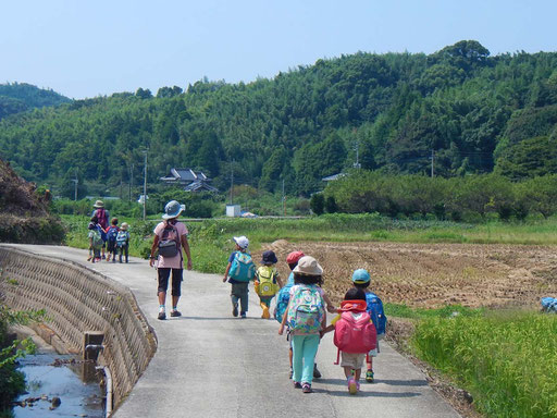 里山の自然に囲まれた中で、毎日の自然体験活動を通して、野外幼児教育を行っています。