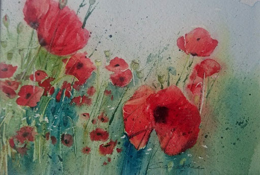 Coquelicots n°8 Etude 15x20  (2018) Collection privée