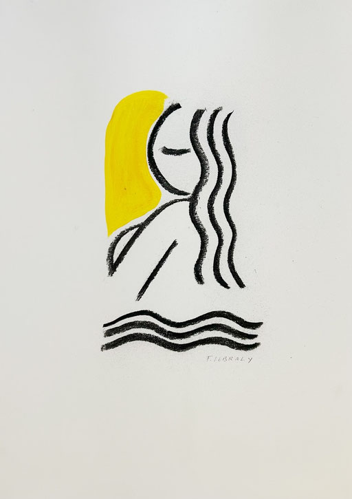Franck Lebraly, Acrylic and charcoal on paper 44X30cm (17,3X11,8") - Galerie Gabel, Biot, Côte d'Azur