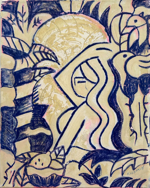 Franck Lebraly, Acrylic and oli stick on canvas 40X50cm (17,3X11,8") - Galerie Gabel, Biot, Côte d'Azur