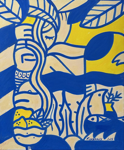 Franck Lebraly, Acrylic and charcoal on paper 50X60cm (17,3X11,8") - Galerie Gabel, Biot, Côte d'Azur