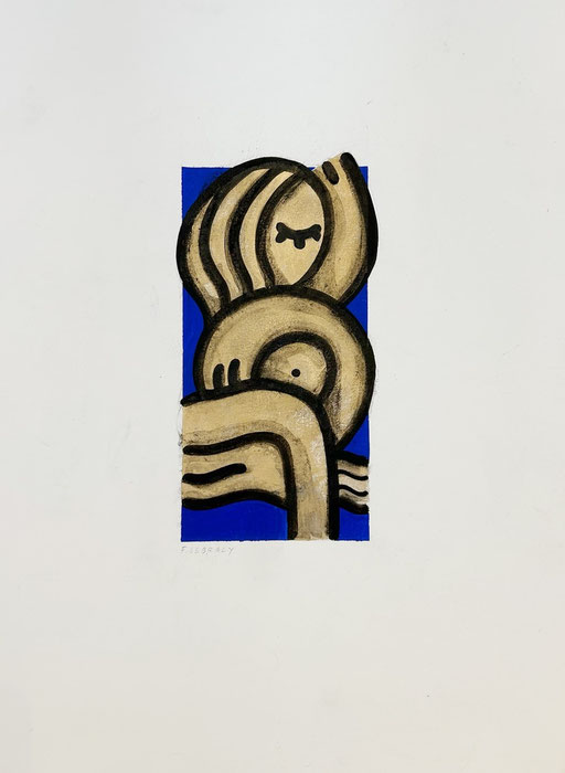 Franck Lebraly, Acrylic and charcoal on paper 44X30cm (17,3X11,8") - Galerie Gabel, Biot, Côte d'Azur