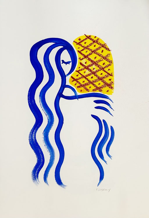 Franck Lebraly, Acrylic and charcoal on paper 44X30cm (17,3X11,8") - Galerie Gabel, Biot, Côte d'Azur