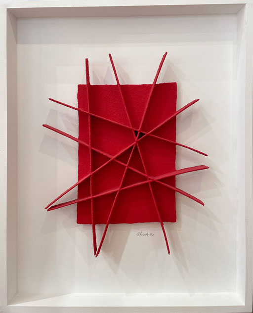 René Galassi Calicots et pigments rouges- Galerie Gabel-Biot-côte d'Azur