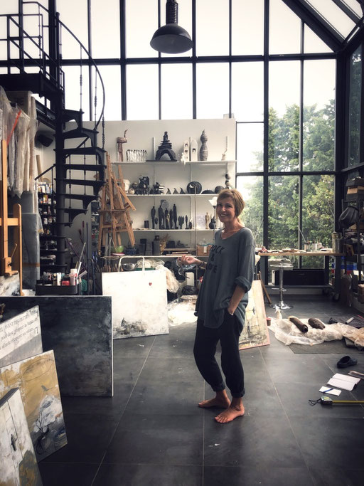 Ateliers d'artistes. L'atelier de Sophie Hustin. Galerie Gabel. Biot. France