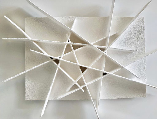 René Galassi Calicots et pigments-papier Moulin de Larroque  73X95cm -Galerie Gabel-Biot-côte d'Azur