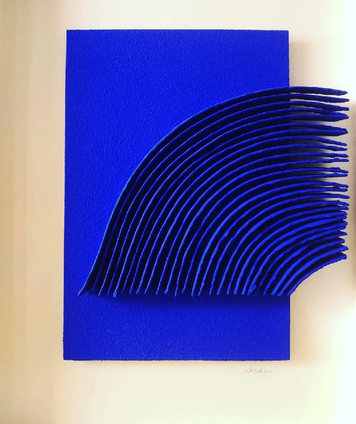 René Galassi Calicots et pigments-papier Moulin de Larroque  73X95cm -Galerie Gabel-Biot-côte d'Azur